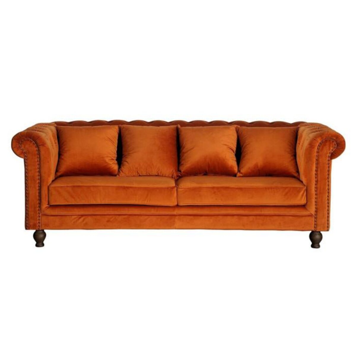 Paris Prix Canapé 3 Places en Velours  Chesterfield  217cm Orange