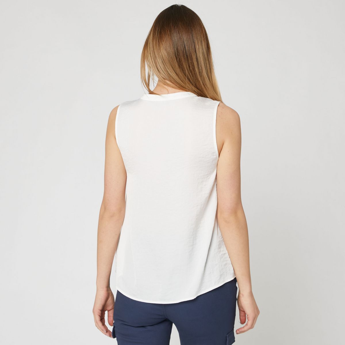IN EXTENSO Blouse sans manche col v blanc femme