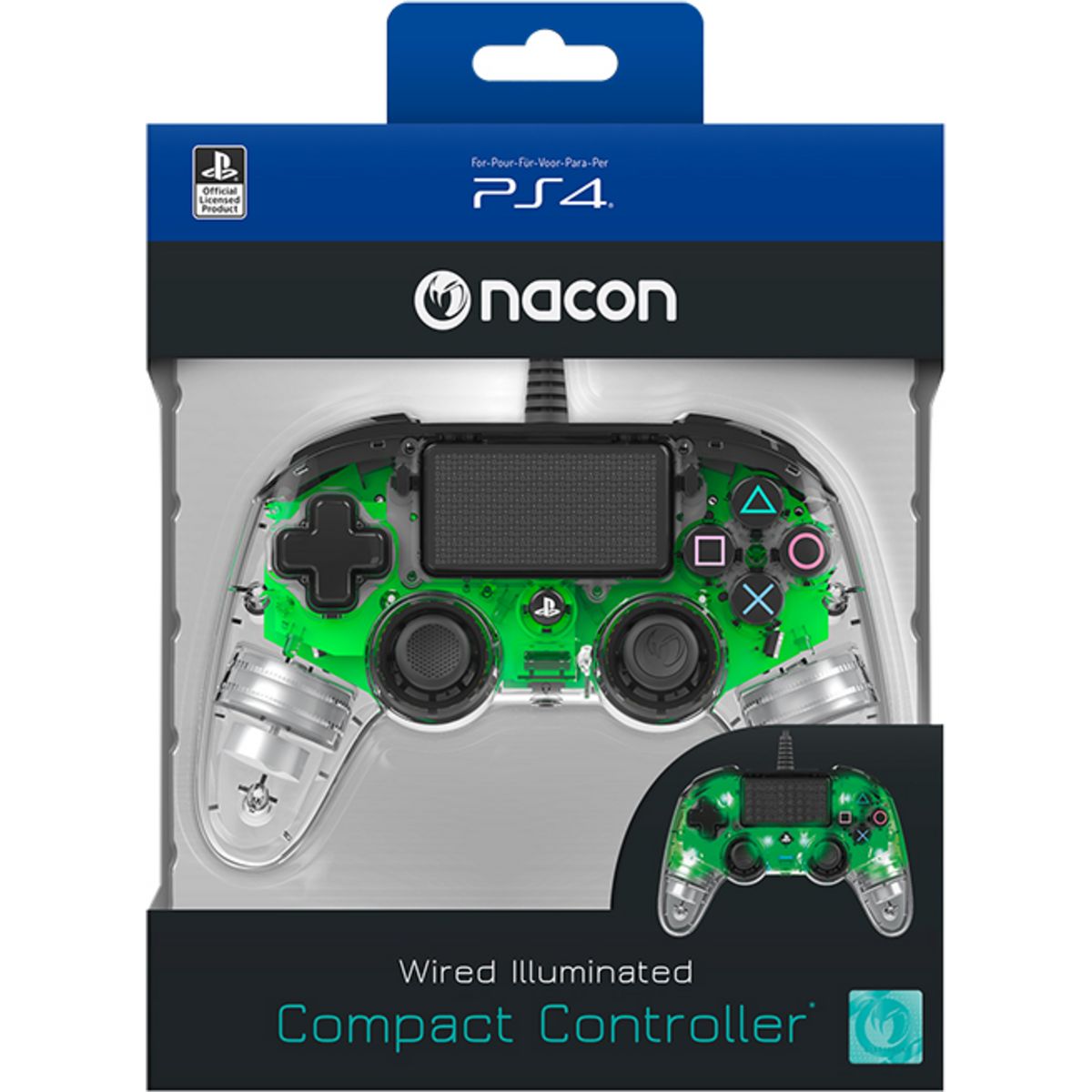 NACON Manette filaire compacte Lumineuse Verte NACON PS4