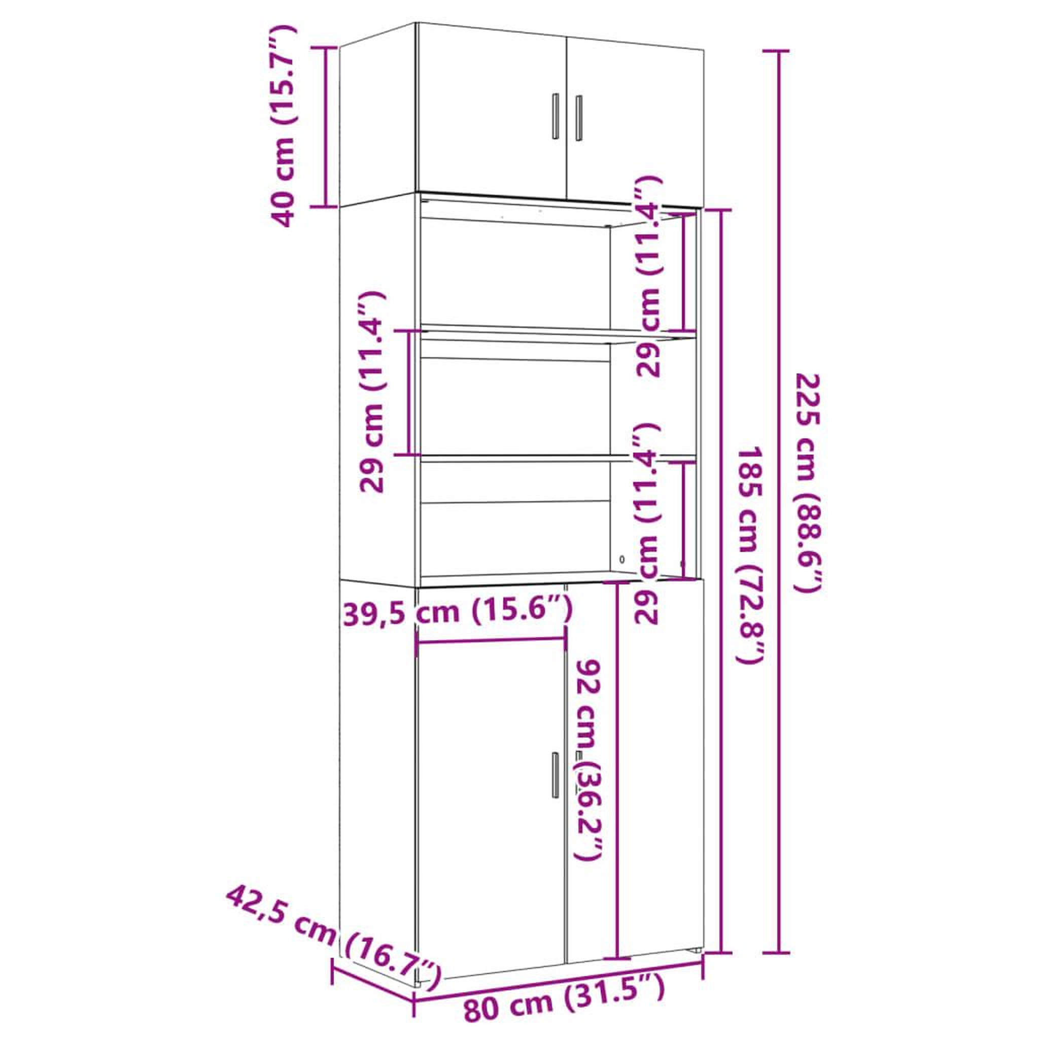Voir la diapositive 6 : VIDAXL Armoire de rangement chene sonoma 80x42,5x225 cm