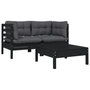 Voir la diapositive 2 : VIDAXL Salon de jardin 3 pcs avec coussins Noir Bois de pin massif