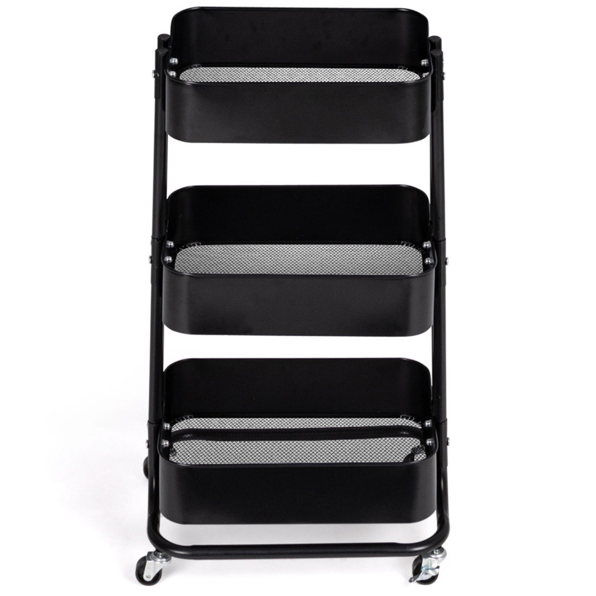 ID MARKET Chariot 3 niveaux desserte étagère de rangement à roulettes acier noir