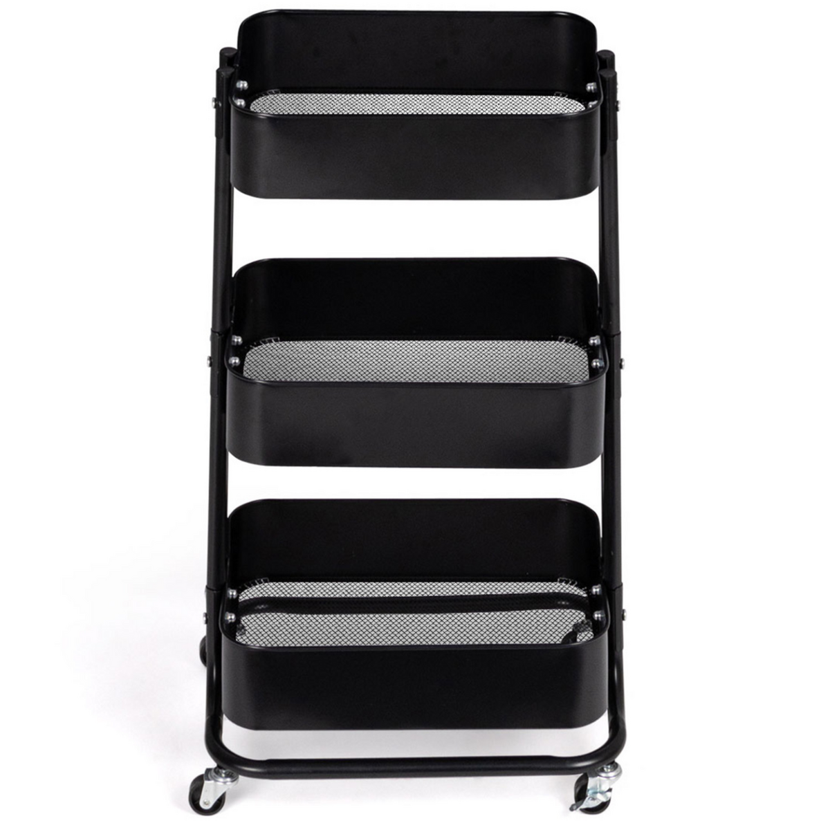 ID MARKET Chariot 3 niveaux desserte étagère de rangement à roulettes acier noir