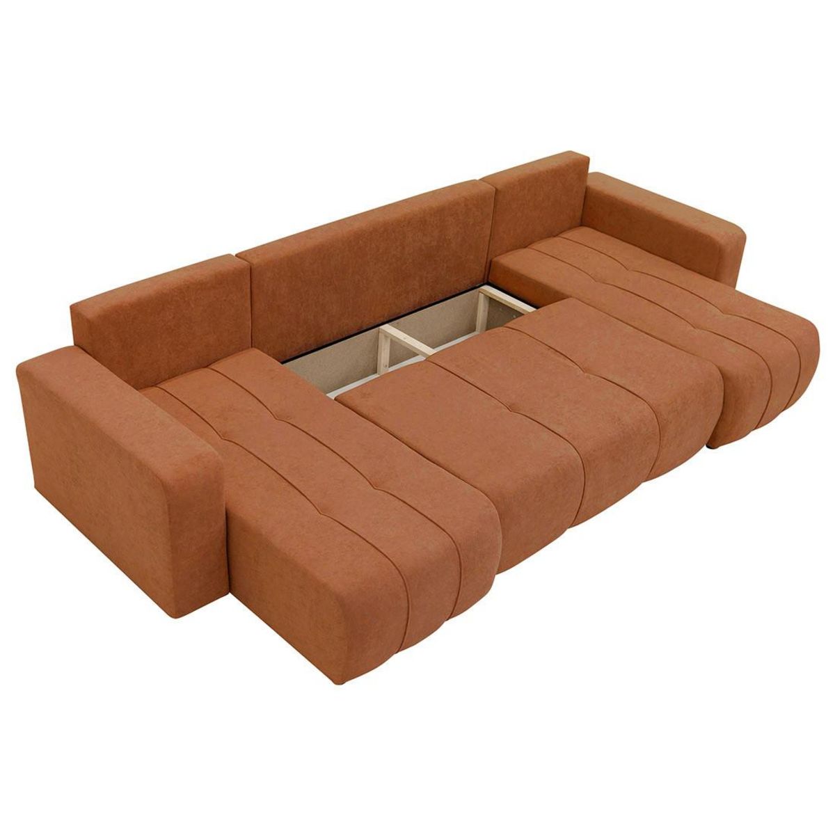 BEST MOBILIER Nicole - canapé panoramique en u 7 places convertible avec coffre en tissu