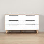 Voir la diapositive 2 : MARKET24 Commode 6 tiroirs - En panneaux de particules - Décor chene et blanc - Contemporain - L 154 x P 42 x H 86 cm