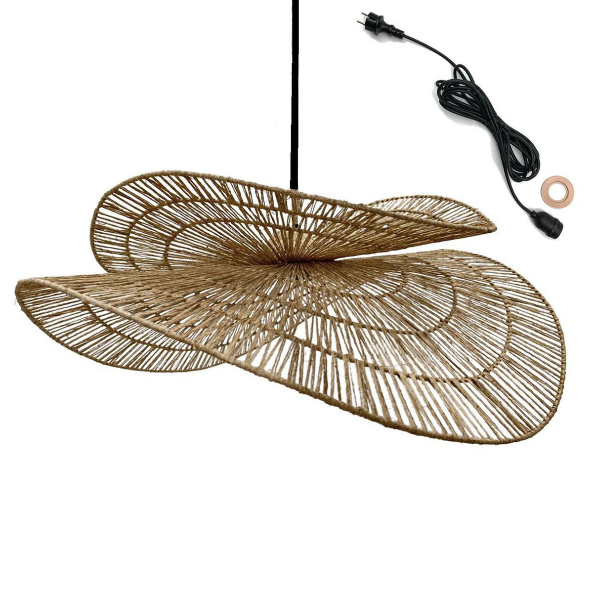 Lumisky Suspension d'extérieur avec cable SOLARA Beige Jute H32 cm
