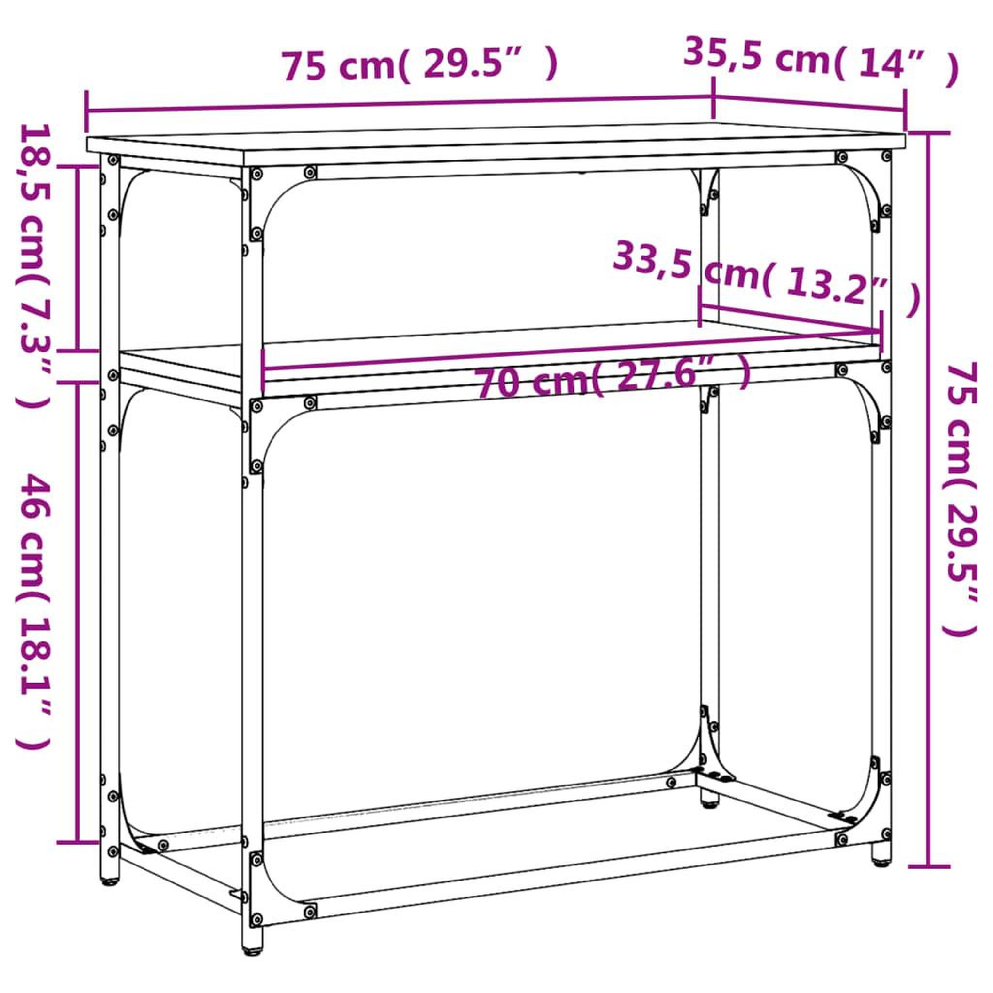 Voir la diapositive 6 : VIDAXL Table console chene marron 75x35,5x75 cm bois d'ingenierie