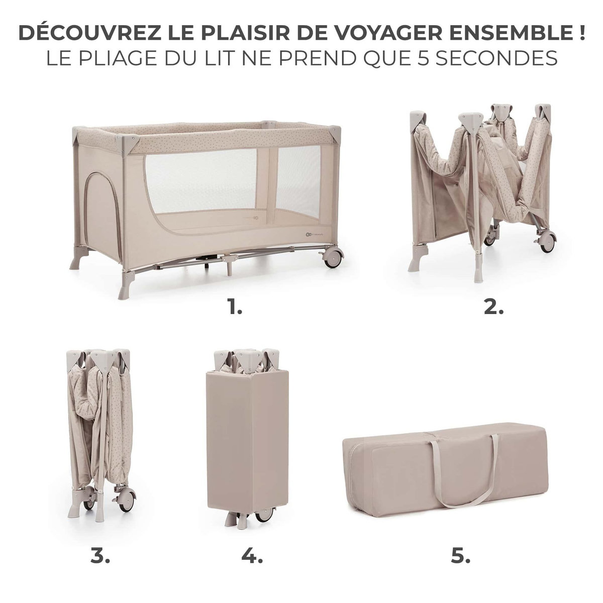 KINDERKRAFT Lit voyage parc bebe pliable avec accessoires pra
