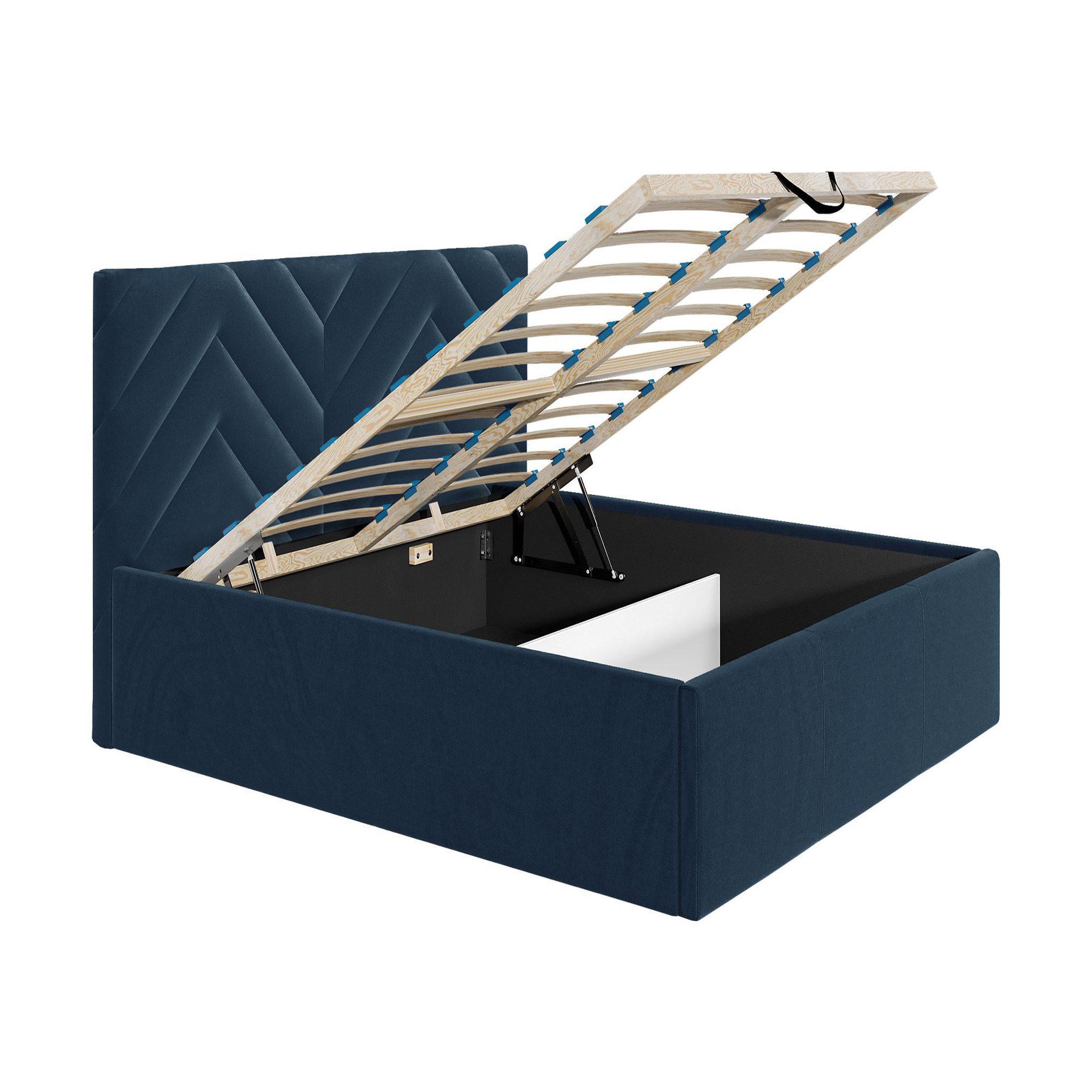 Voir la diapositive 2 : BEST MOBILIER Santiago - lit coffre - 140x200 - sommier inclus - en velours