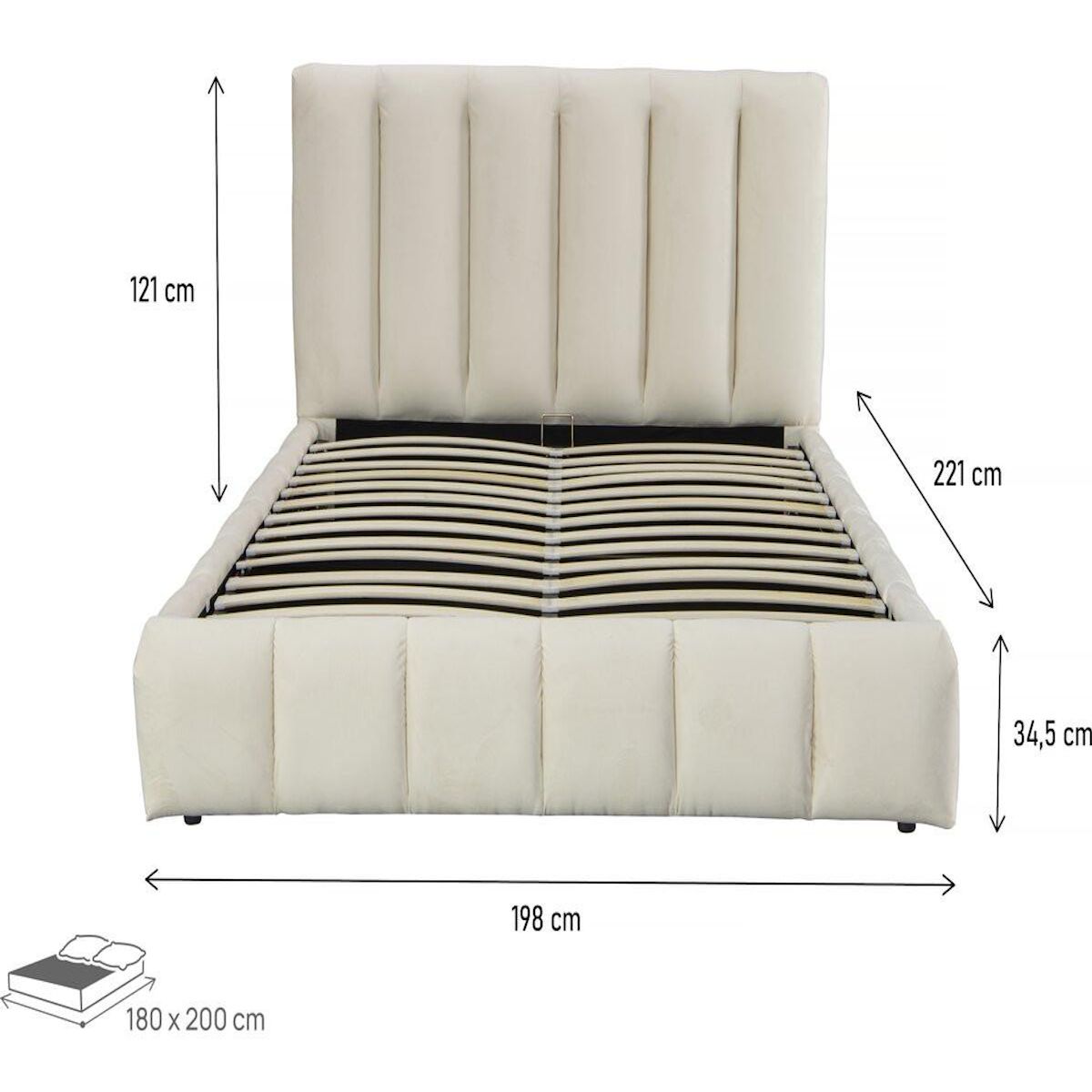 Habitat et Jardin Lit avec coffre  Annie  180 x 200 cm - Beige