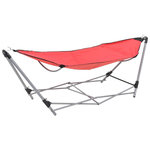 VIDAXL Hamac avec support pliable Rouge