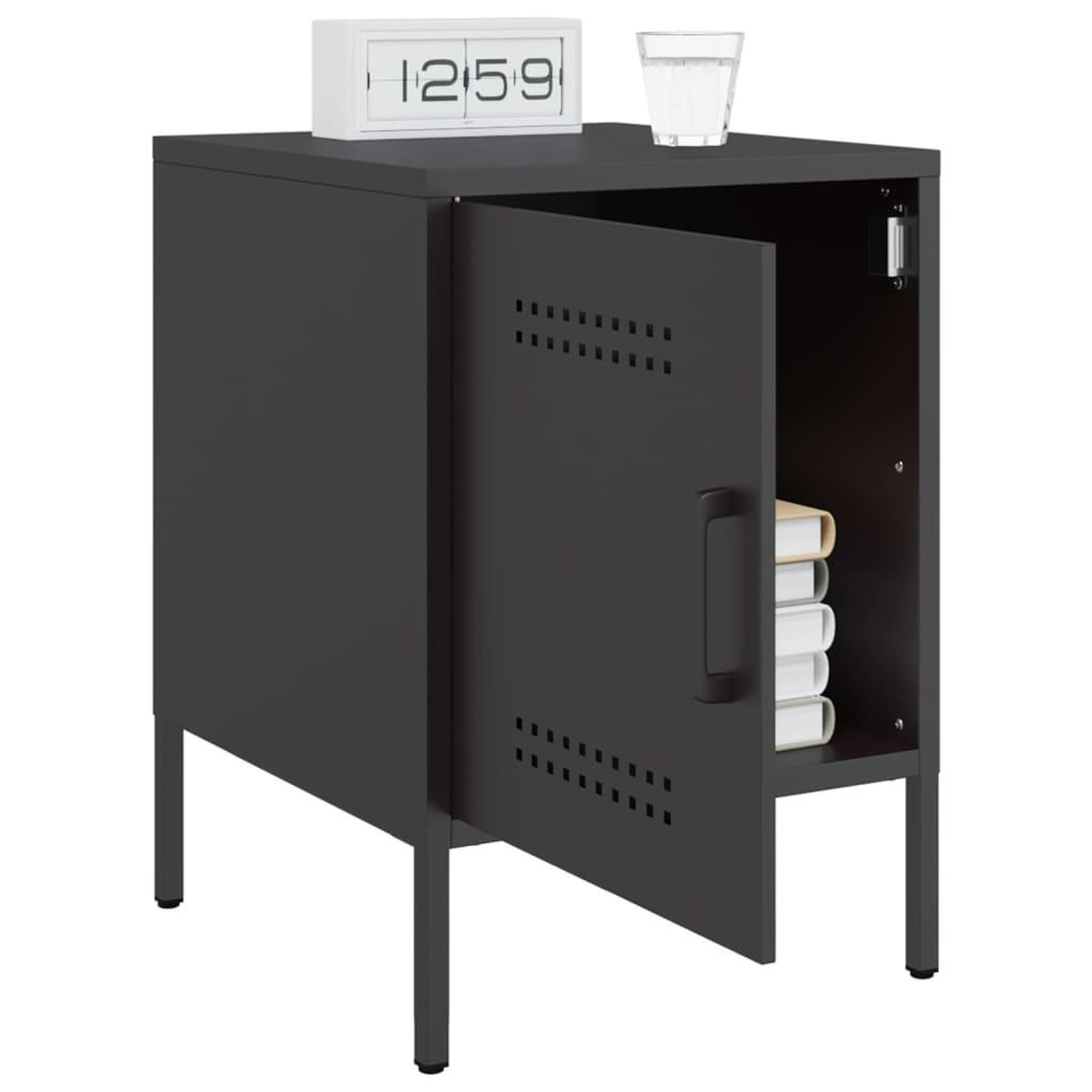 Voir la diapositive 5 : VIDAXL Table de chevet noir 36x39x50,5 cm acier