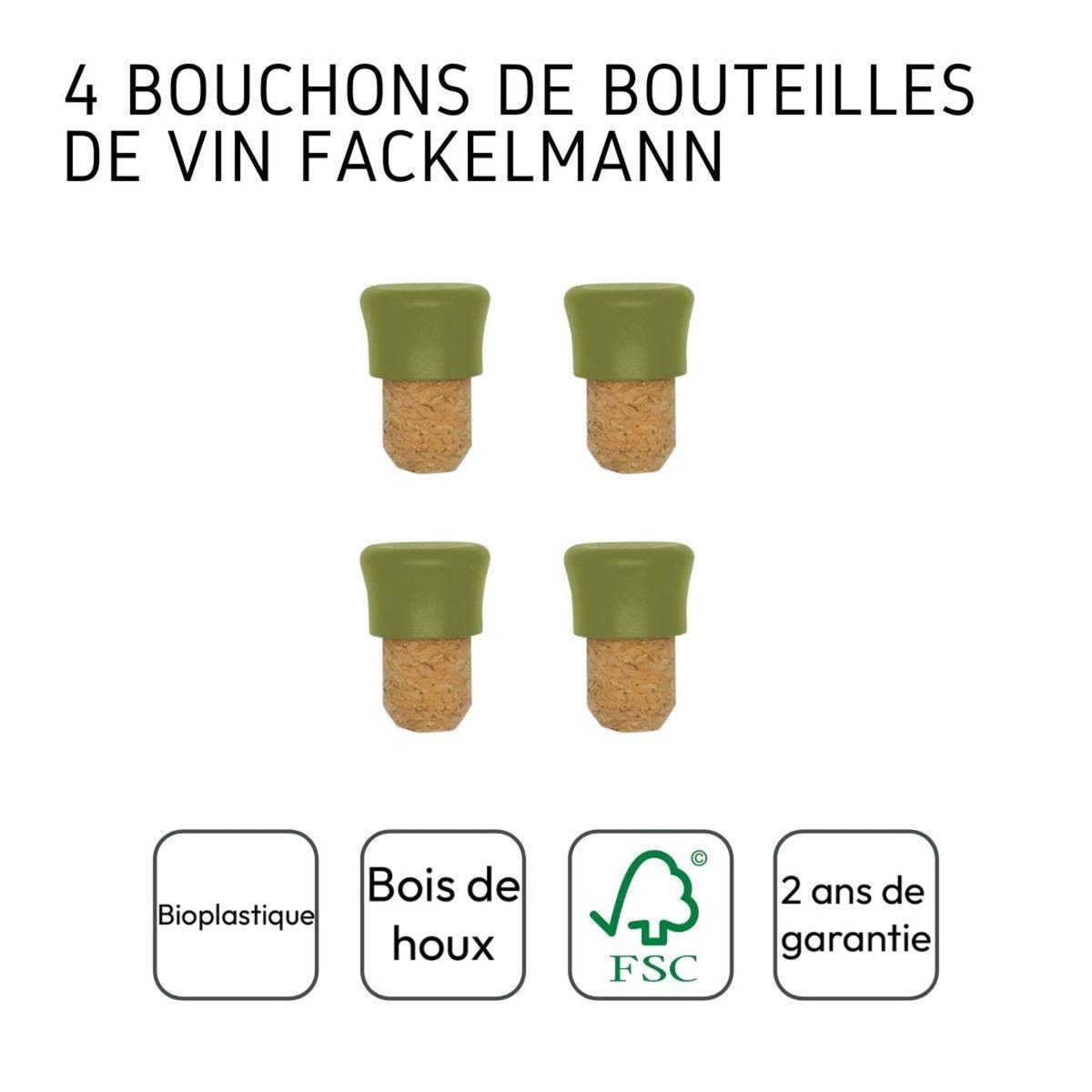 Fackelmann Lot de 4 bouchons en liège Fackelmann Gamme Zéro