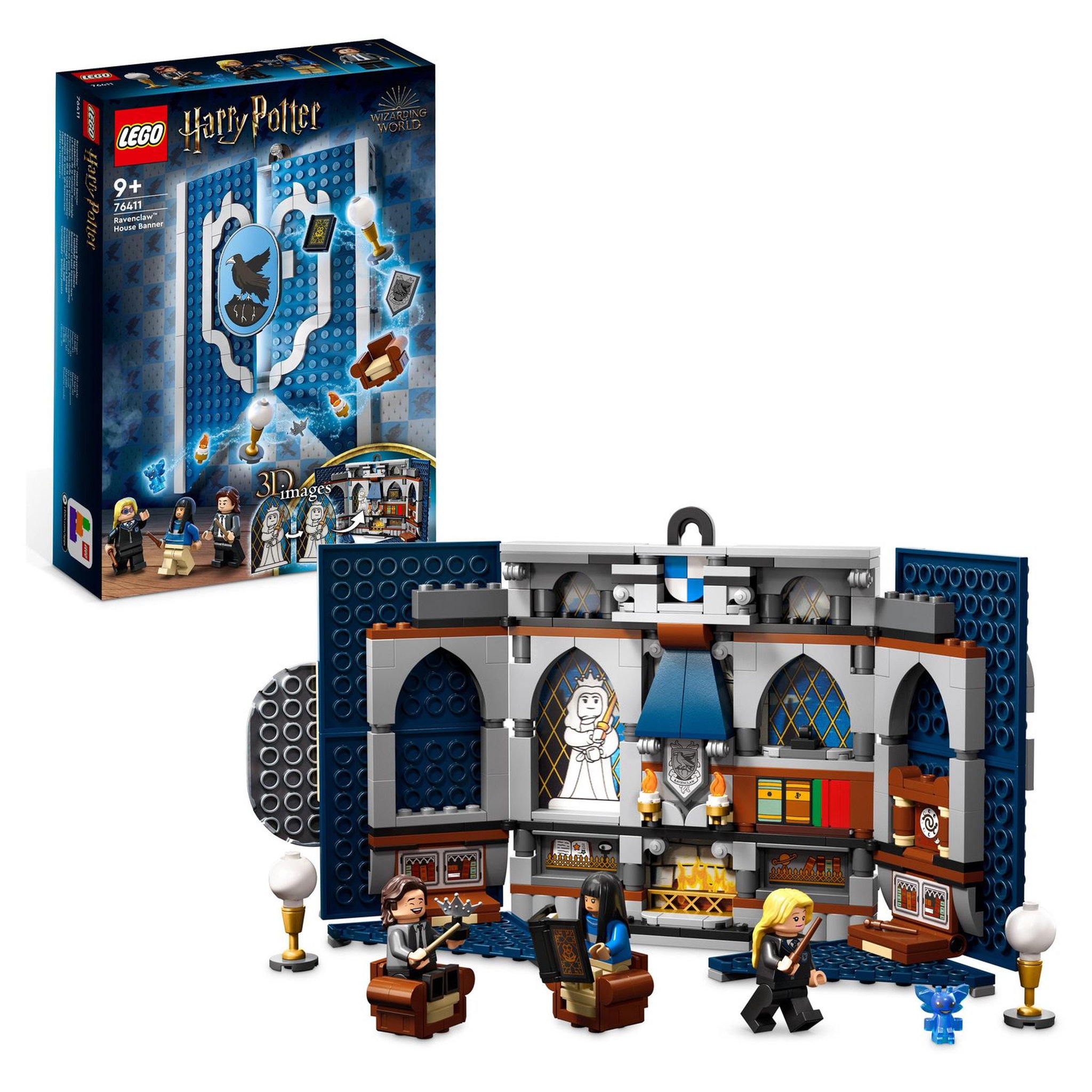 Voir la diapositive 2 : LEGO Harry Potter 76411 - Le blason de la maison Serdaigle, Jouet avec 3 Minifigurines et Diadème, Décoration Murale Salle Commune Château de Poudlard, Collection