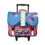 Voir la diapositive 2 : AUCHAN Cartable à roulettes 41 cm CM1/CM2 multicolore avec breloque NATURE LOVER