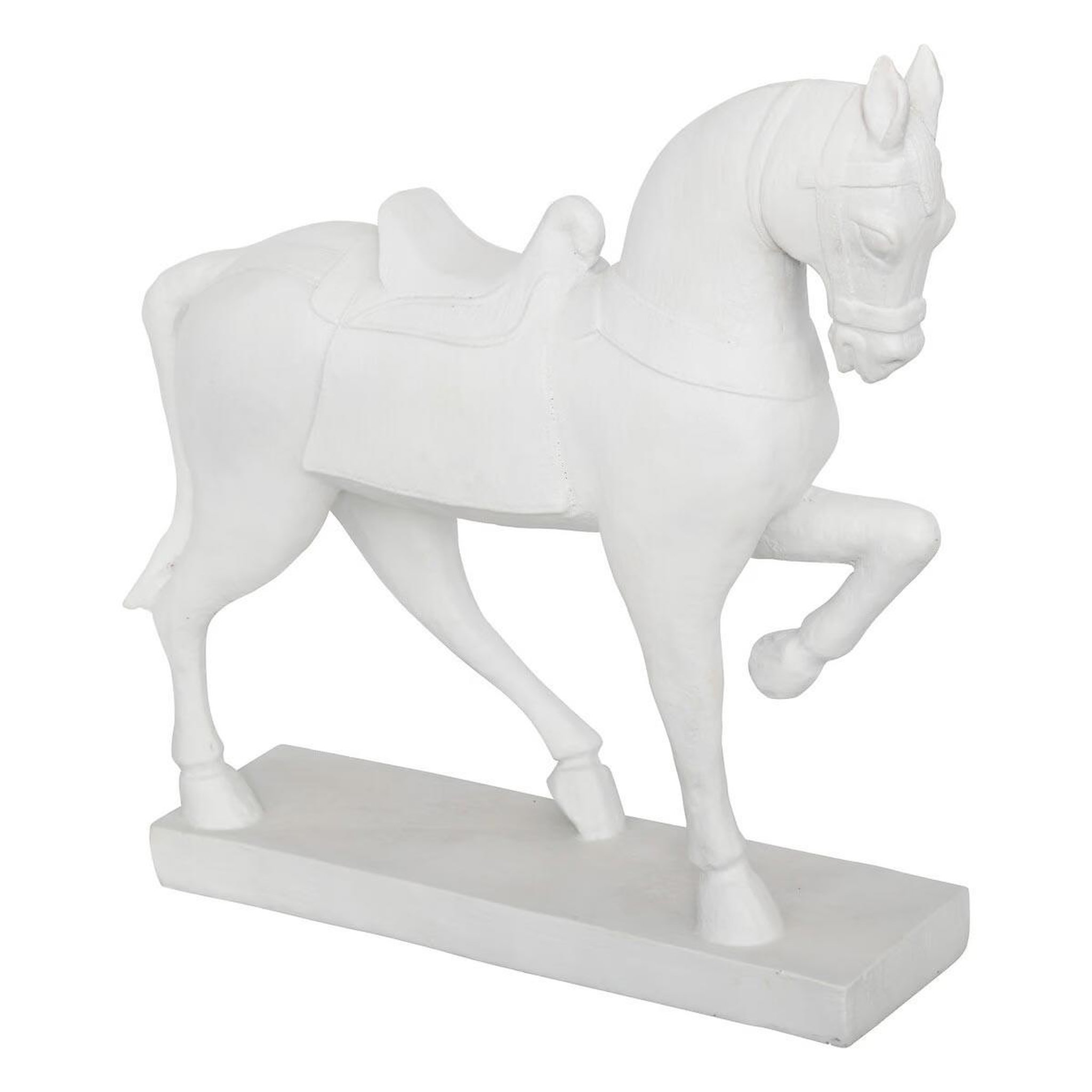 ATMOSPHERA Statuette déco cheval  little cottage  35cm blanc
