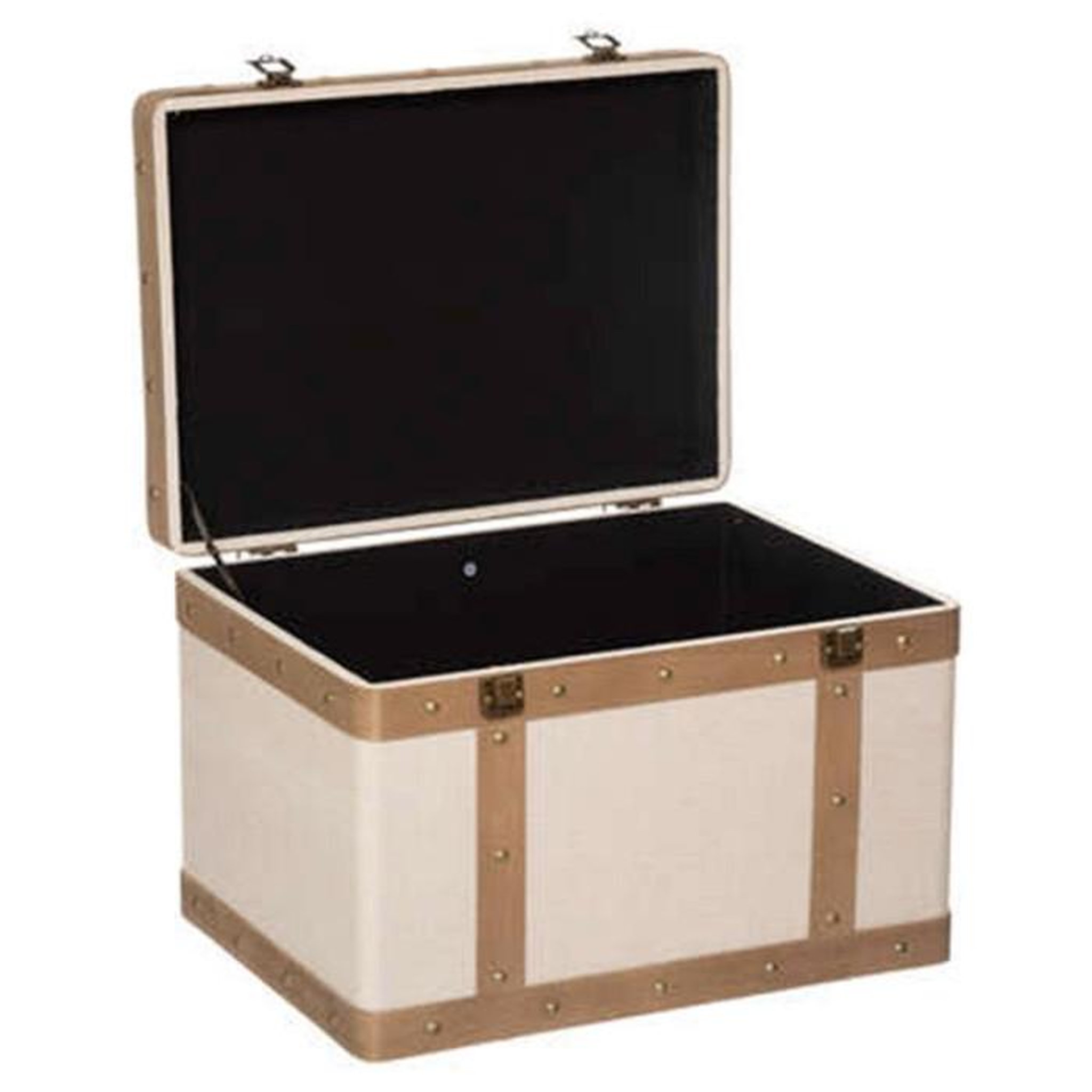 Voir la diapositive 5 : ATMOSPHERA Lot de 3 Malles Vintage  Norah  50cm Lin