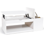 Voir la diapositive 4 : ID MARKET Table basse plateau relevable rectangulaire ELEA avec coffre bois blanc