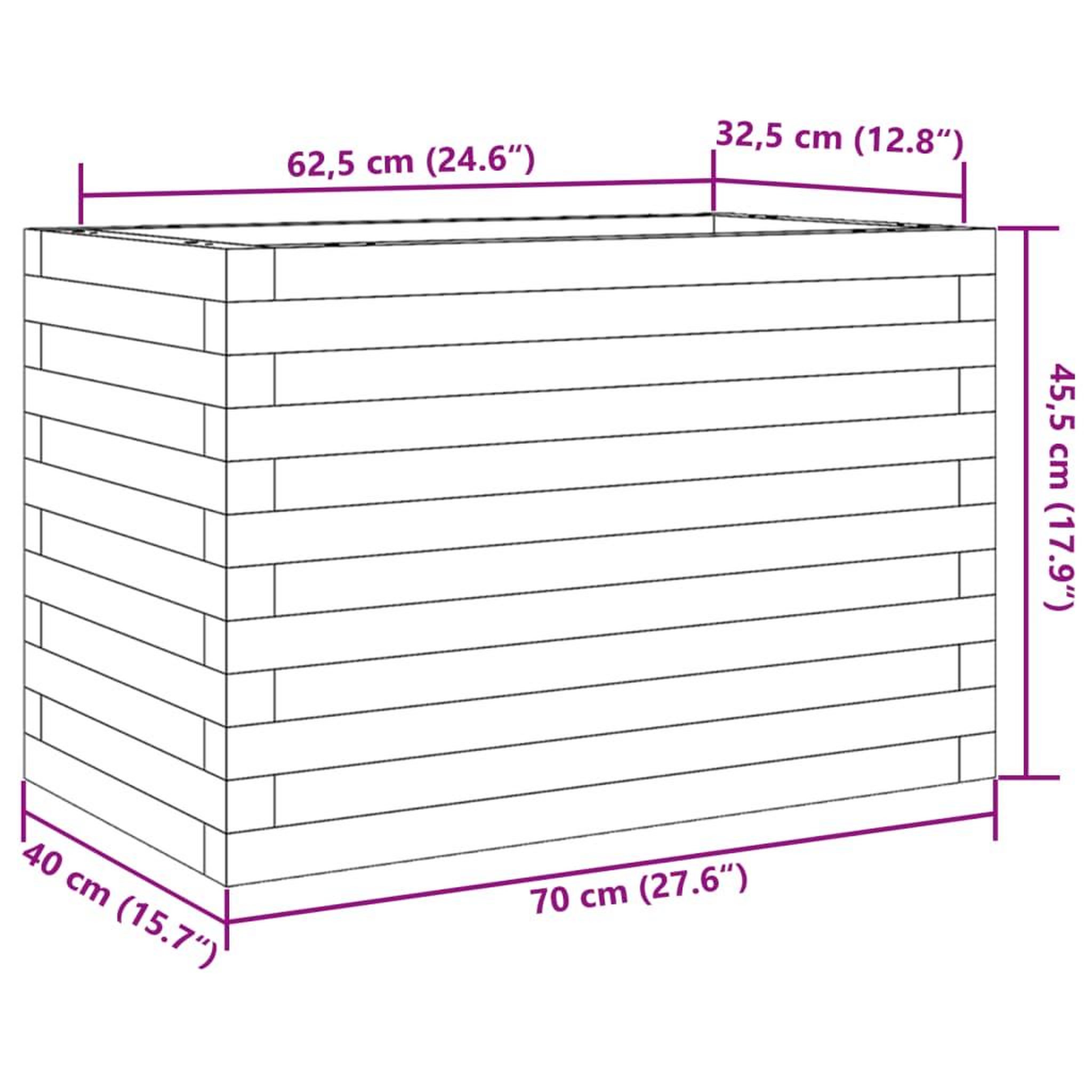 Voir la diapositive 6 : VIDAXL Jardiniere 70x40x45,5 cm bois de pin impregne