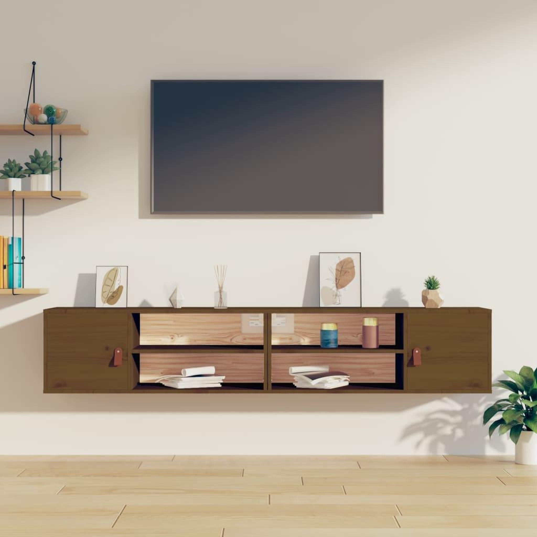Voir la diapositive 1 : VIDAXL Armoires murales 2 pcs Marron miel 80x30x30 cm Bois Pin massif
