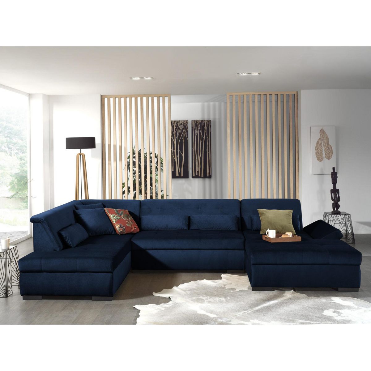 LISA DESIGN Vermont - canapé panoramique d'angle gauche - 7 places - xxl - en velours