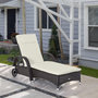 Voir la diapositive 2 : OUTSUNNY Transat bain de soleil grand confort : matelas, têtière, inclinaison réglable multipositions, accoudoirs, roulettes résine tressée brun foncé