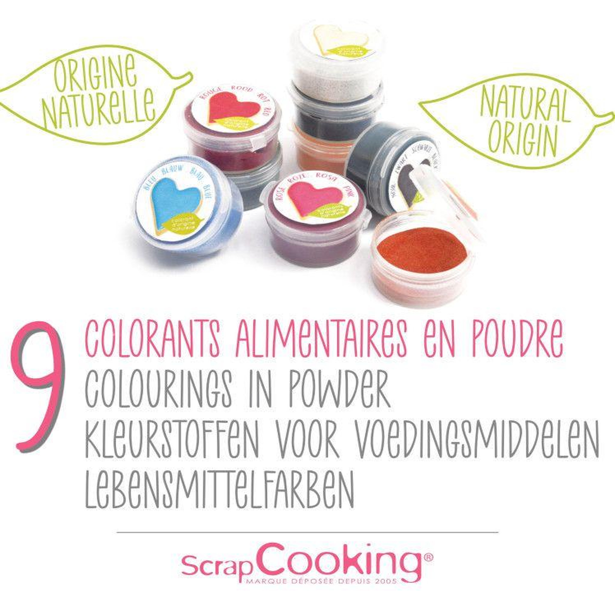 Voir la diapositive 6 : SCRAPCOOKING 9 mini colorants alimentaires d'origine naturelle en poudre