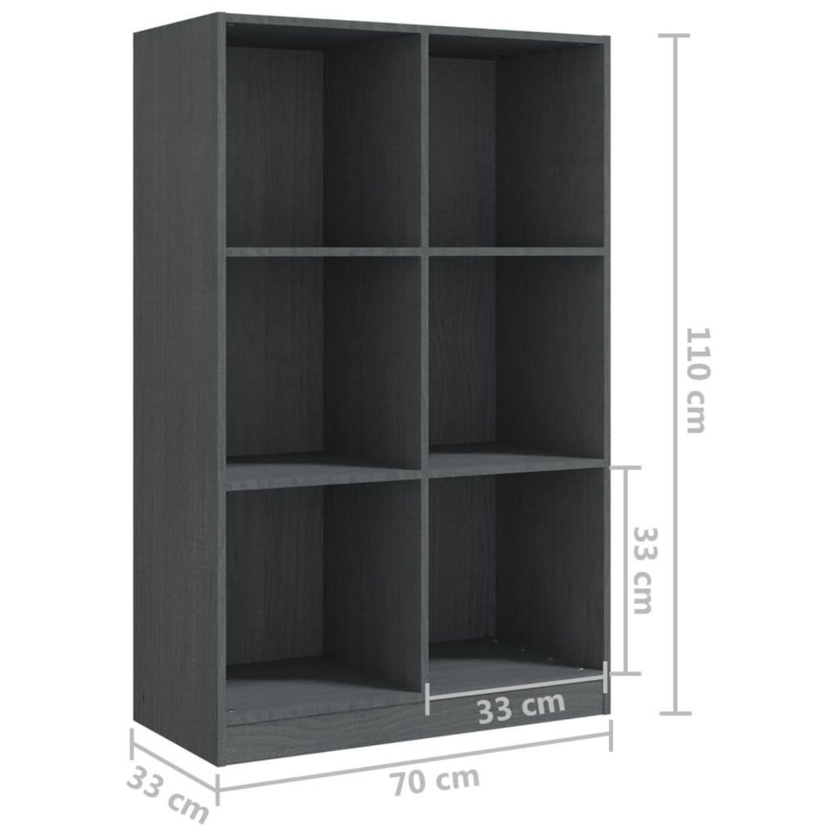 VIDAXL Bibliotheque Gris 70x33x110 cm Bois de pin massif