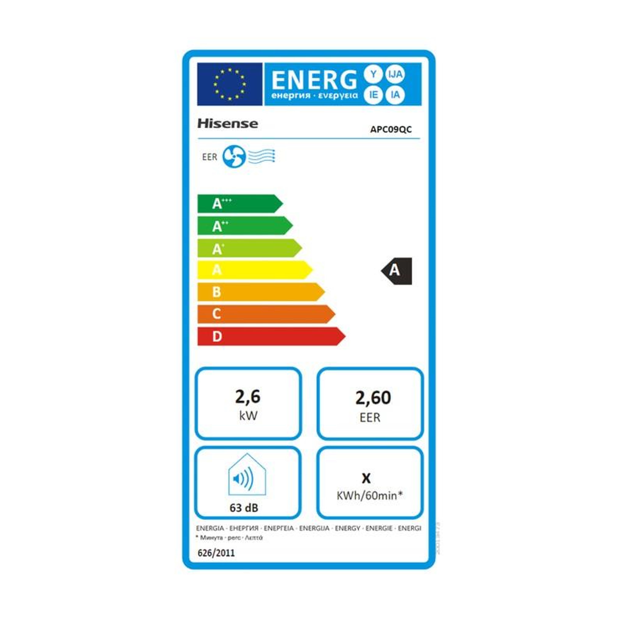 Voir la diapositive 6 : Hisense Hisense apc09qc climatiseur portatif 63 db blanc