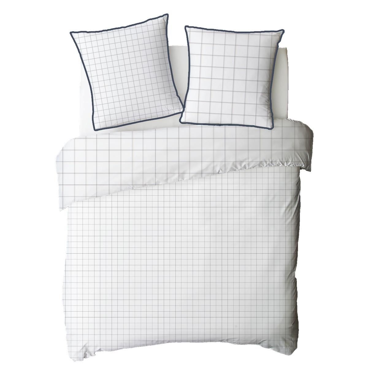 FUTURE HOME Parure de lit 2 personnes à carreaux en coton