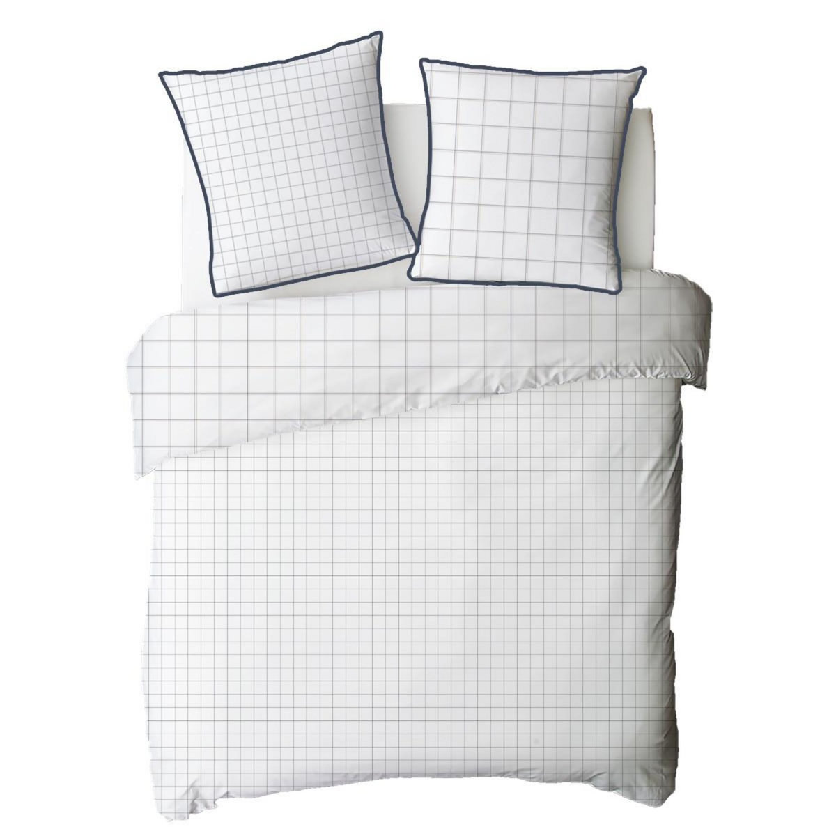 FUTURE HOME Parure de lit 2 personnes à carreaux en coton