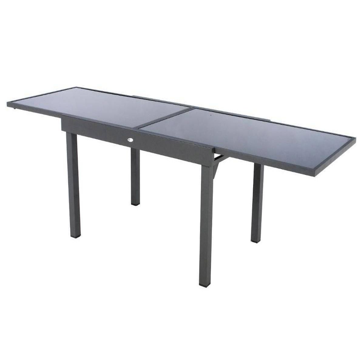 HESPERIDE Table extensible rectangulaire en verre Piazza 6/10 places Gris anthracite - Hespéride