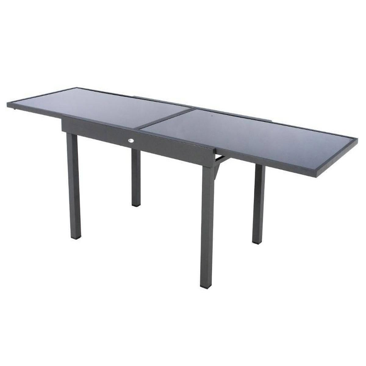HESPERIDE Table extensible rectangulaire en verre Piazza 6/10 places Gris anthracite - Hespéride