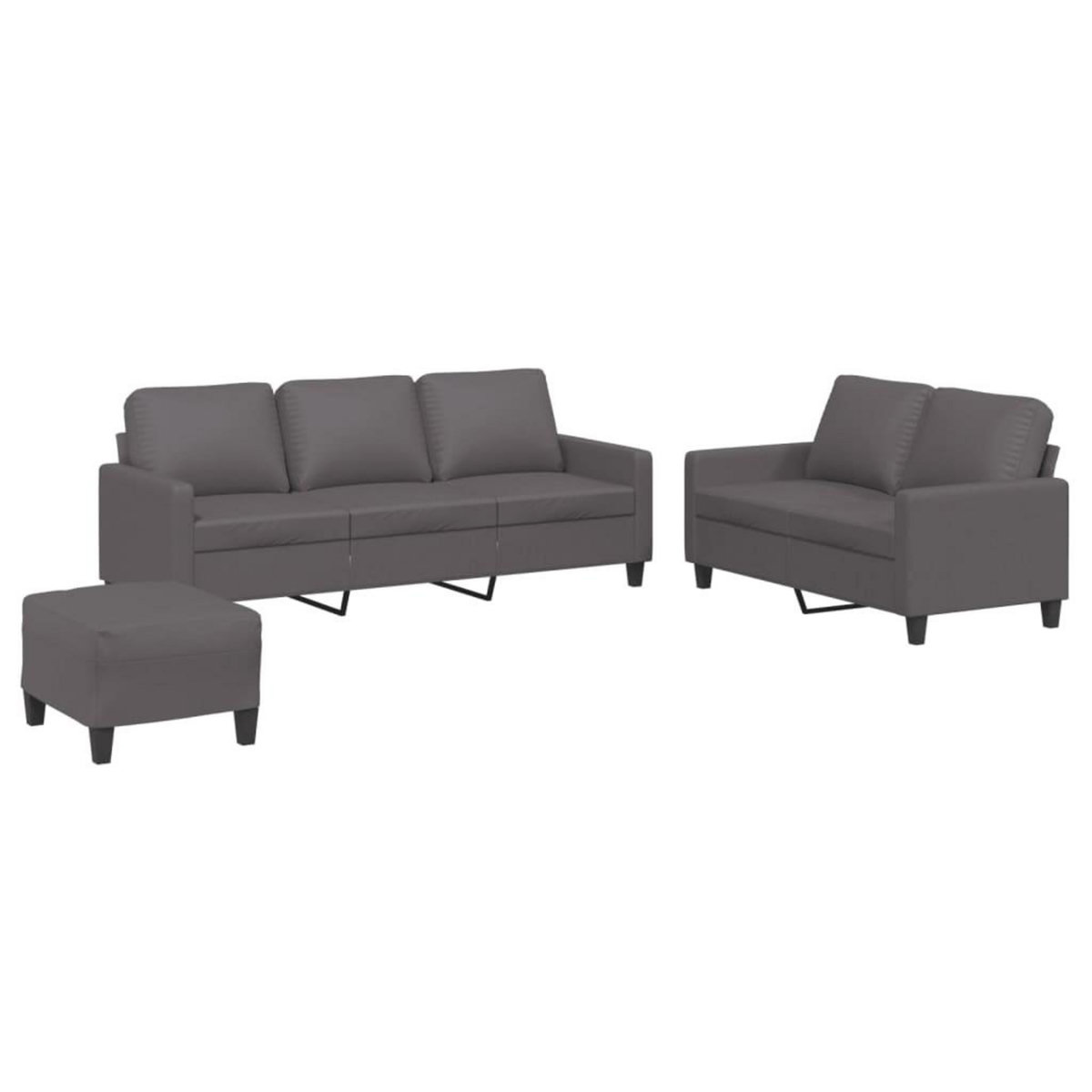 VIDAXL Ensemble de canapes 3 pcs avec coussins Gris Similicuir