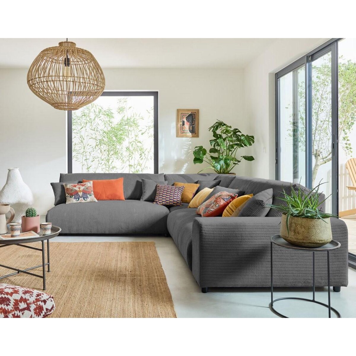 LISA DESIGN Garance - canapé modulable d'angle gauche - 6 places - en velours côtelé