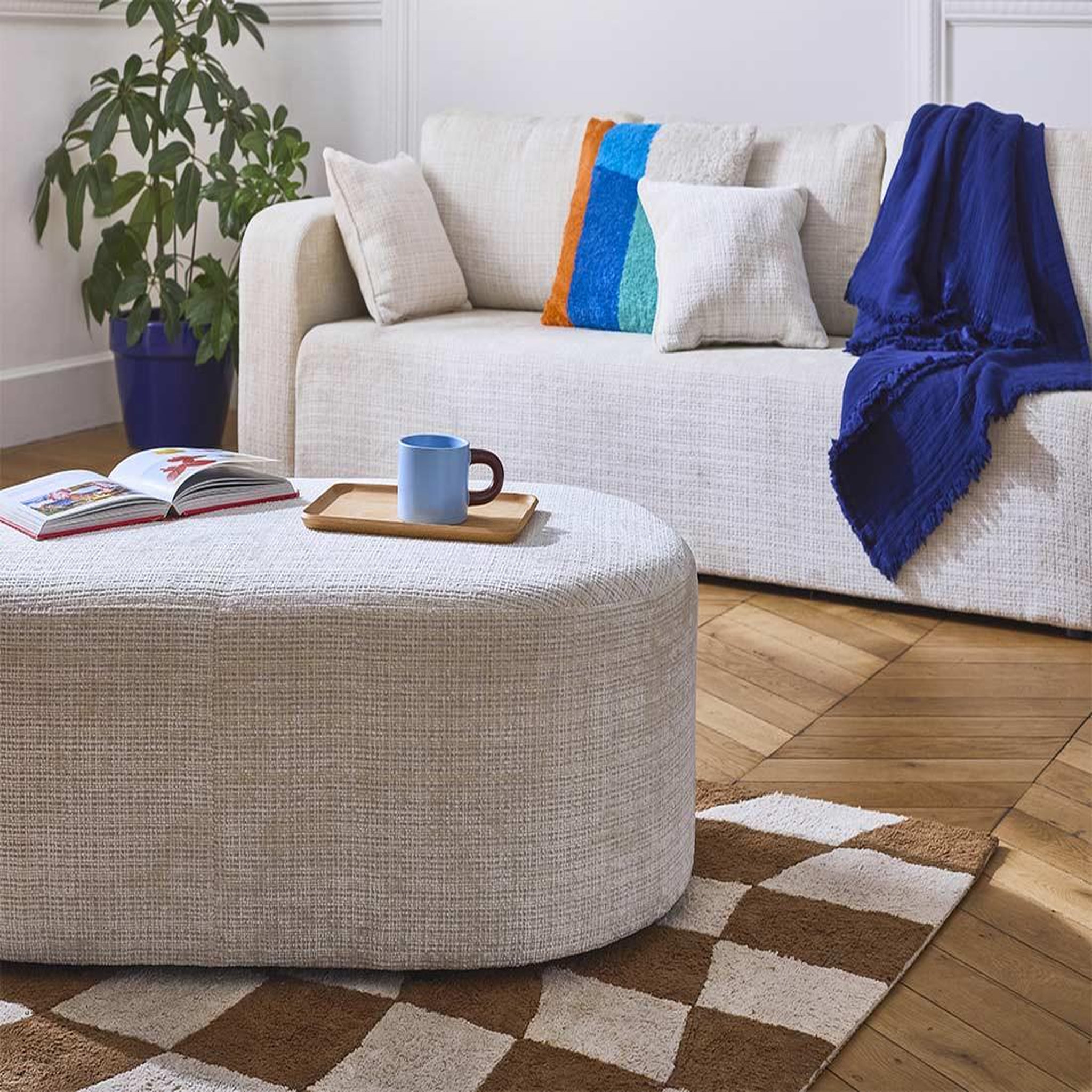 Voir la diapositive 5 : BEST MOBILIER Miro - canapé droit 3 places - convertible avec coffre - en velours texturé