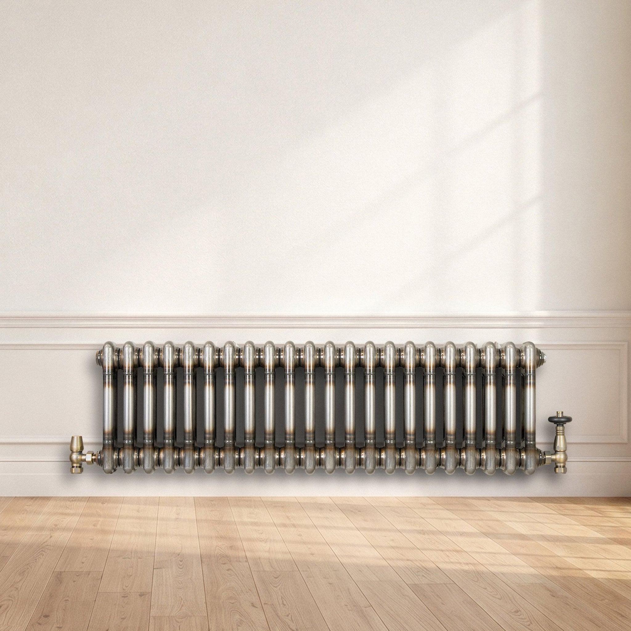 Voir la diapositive 4 : MONSTERSHOP Radiateur traditionnel à 2 colonnes & vannes - 300 x 1010 mm - métal brut