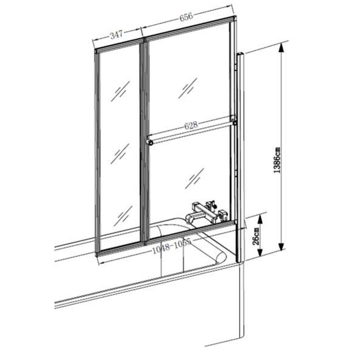 Aurlane Pare baignoire relevable - Verre sérigraphié 139 x 105