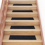 VIDAXL Tapis d'escalier autocollants Rectangulaire 15 pcs 76x20cm Noir