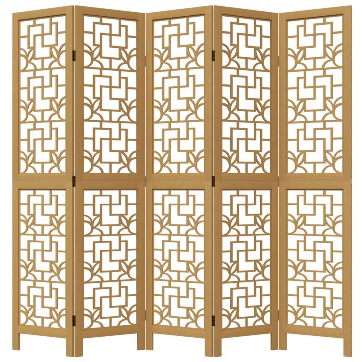 VIDAXL Cloison de separation 5 panneaux marron bois paulownia massif