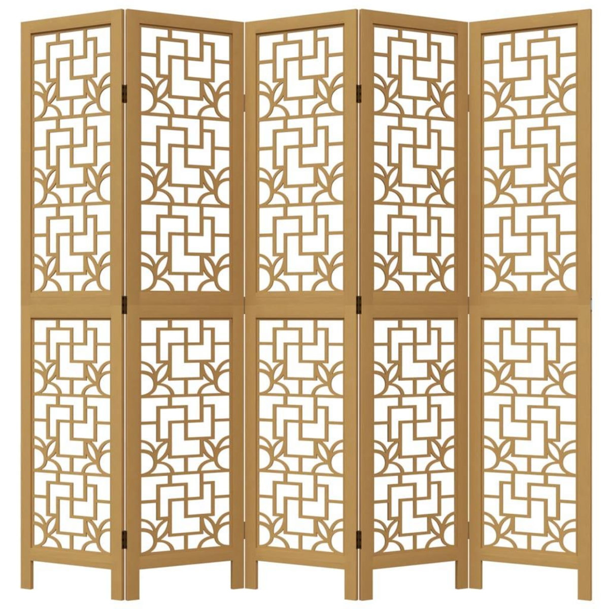 VIDAXL Cloison de separation 5 panneaux marron bois paulownia massif