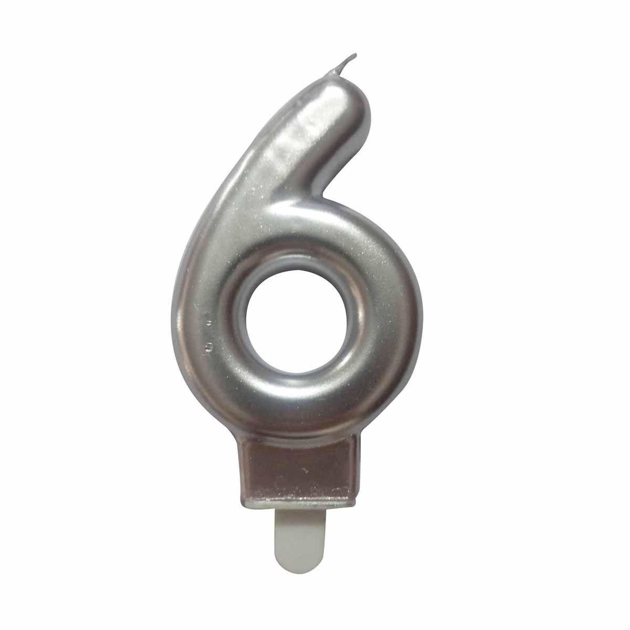 HOMEA Bougie d'Anniversaire  Chiffre 6  7cm Argent