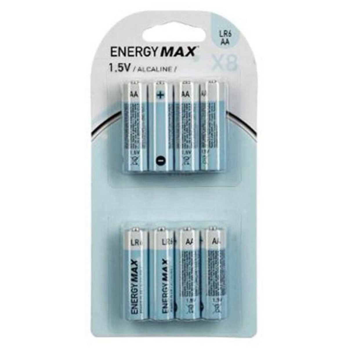 ENERGY MAX Lot de 8 Piles LR6  Alcaline  4cm Bleu