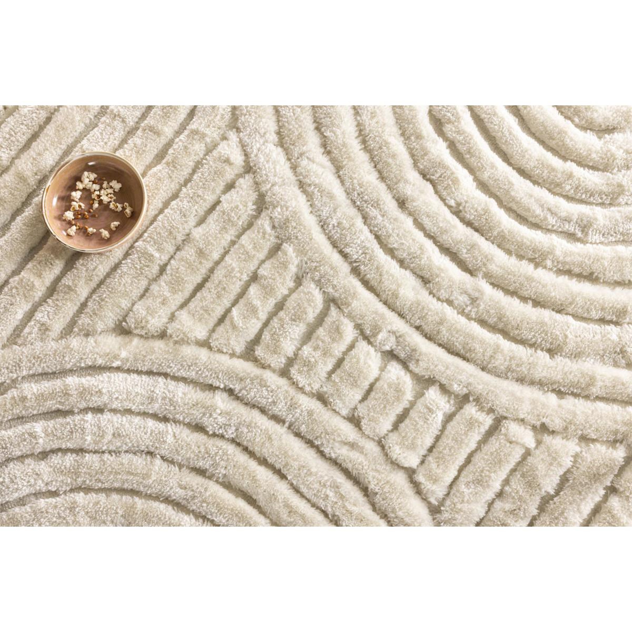 Voir la diapositive 5 : Paris Prix Tapis Déco Texturé Rond  Niklas  200cm Blanc