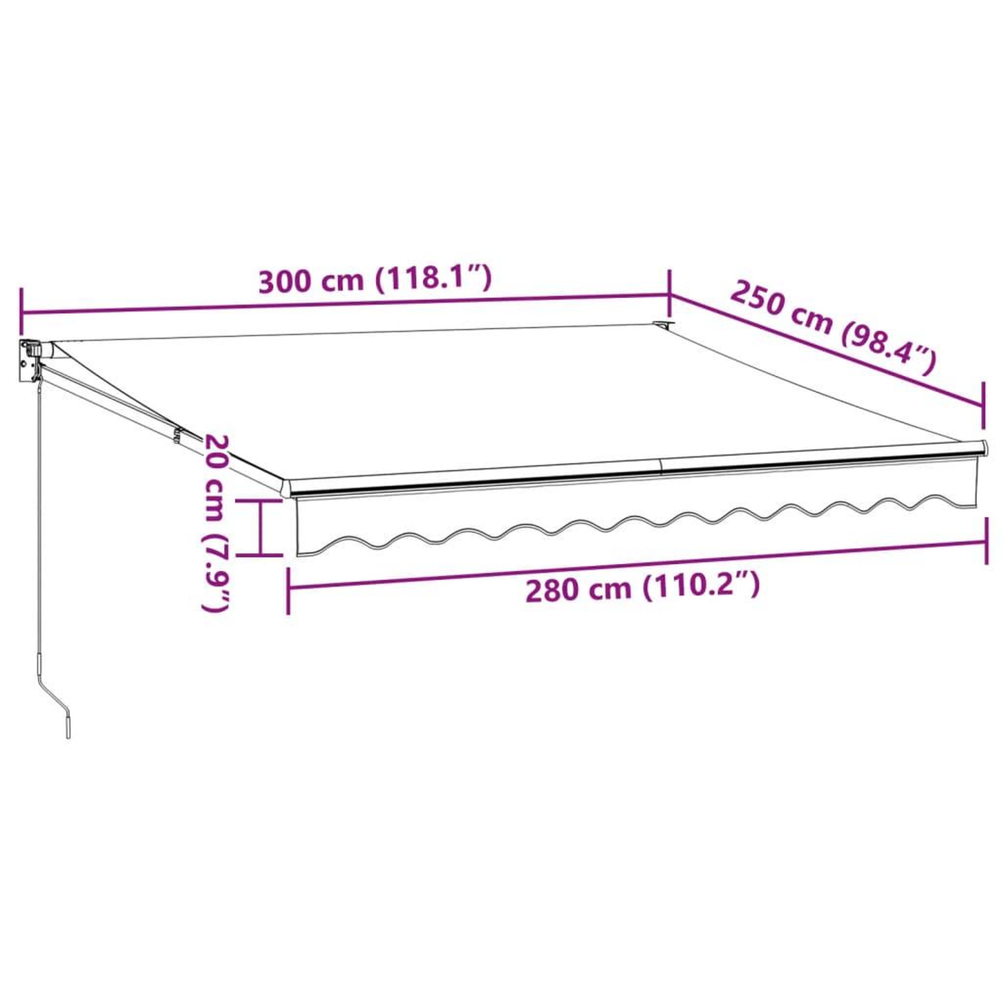Voir la diapositive 6 : VIDAXL Auvent retractable anthracite/blanc 3x2,5 m tissu et aluminium