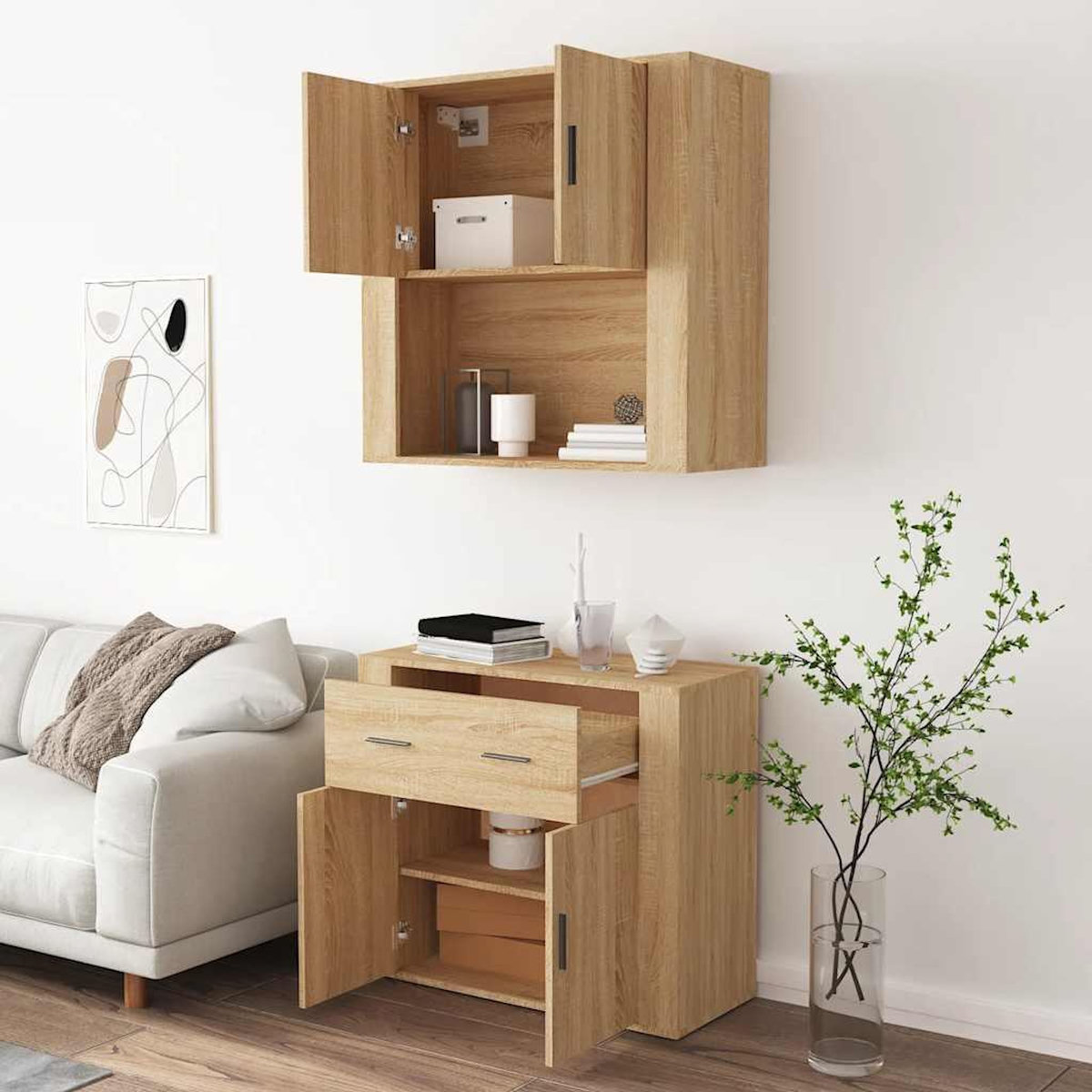 VIDAXL Buffet haut Chene sonoma Bois d'ingenierie