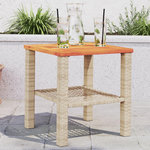 VIDAXL Table de jardin beige 40x40x42 cm resine tressee et bois acacia