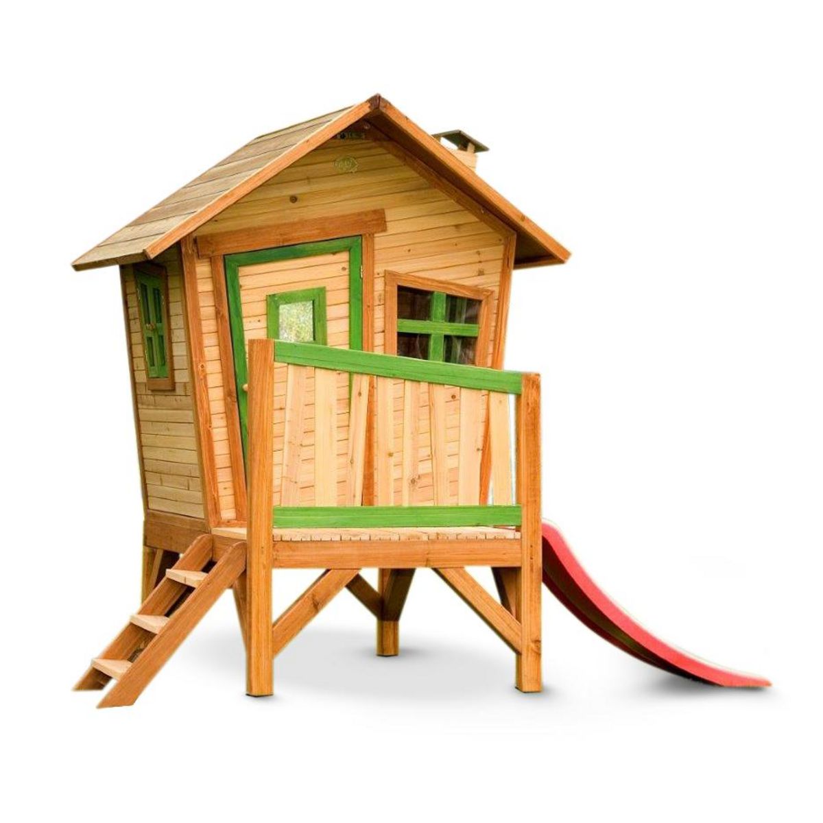 AXI Cabane de jardin pour enfant avec toboggan -Bois - H2.03m - ROBIN 