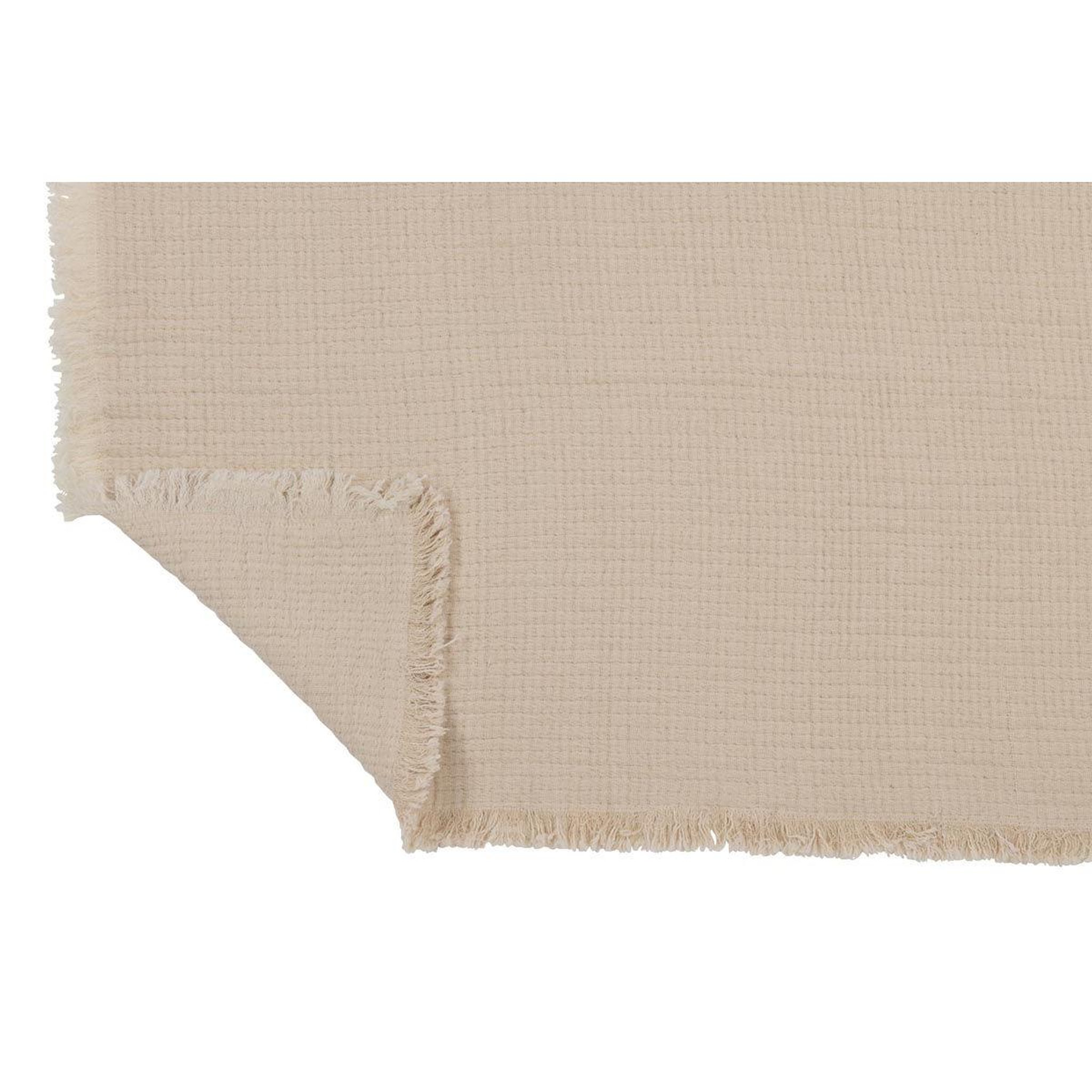 Voir la diapositive 4 : J-LINE Plaid à franges  mousseline  130x180cm beige clair