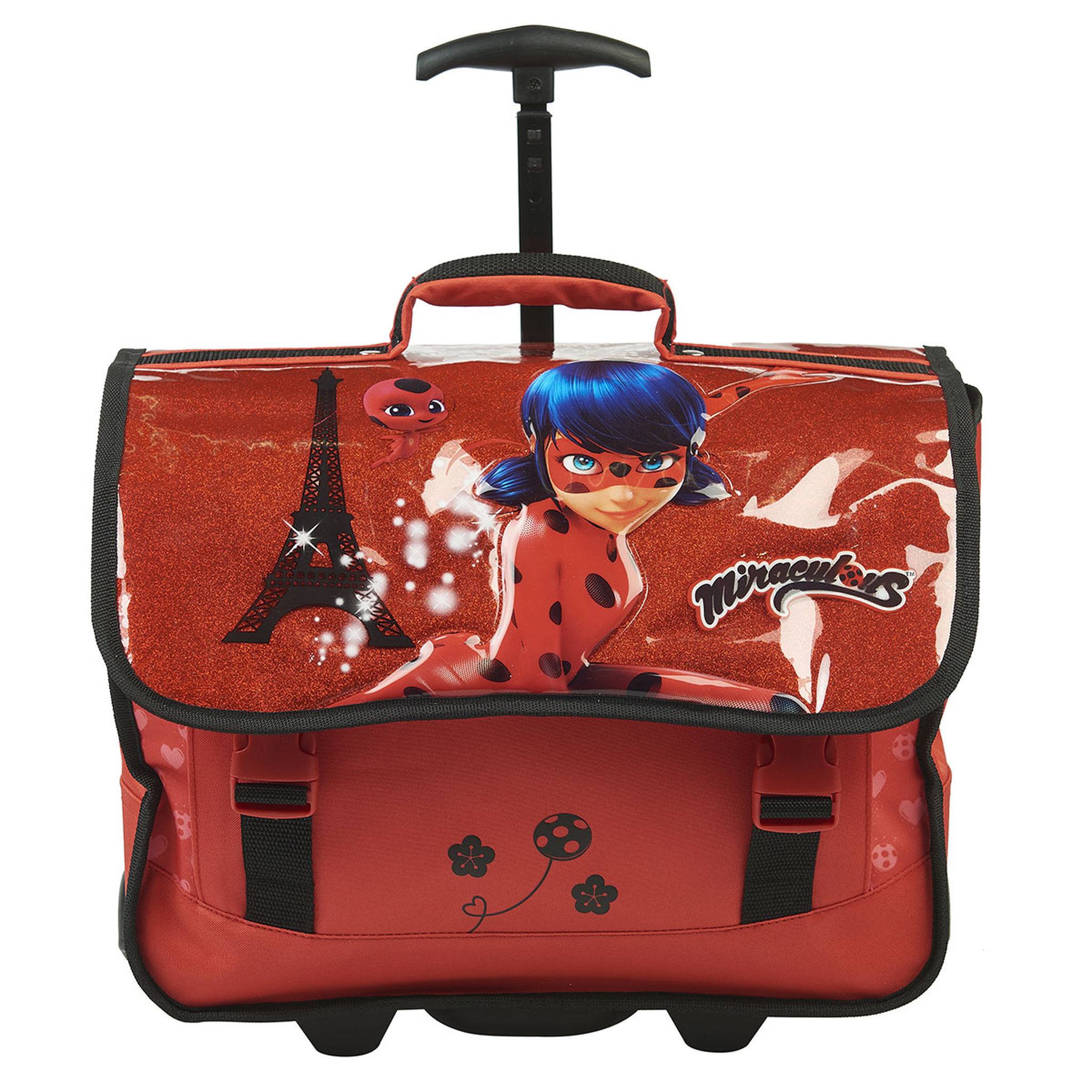 Voir la diapositive 1 : Cartable à roulettes 31cm Miraculous Ladybug